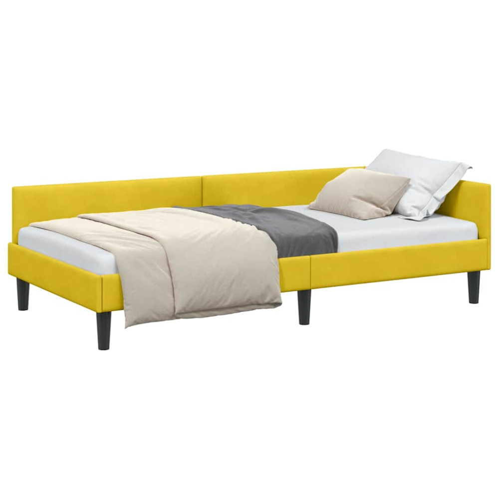 Produktbild för Hörn Sängram med huvudgavel Gul 90 cm x 200 cm Sammet