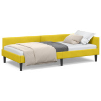Produktbild för Hörn Sängram med huvudgavel Gul 90 cm x 200 cm Sammet