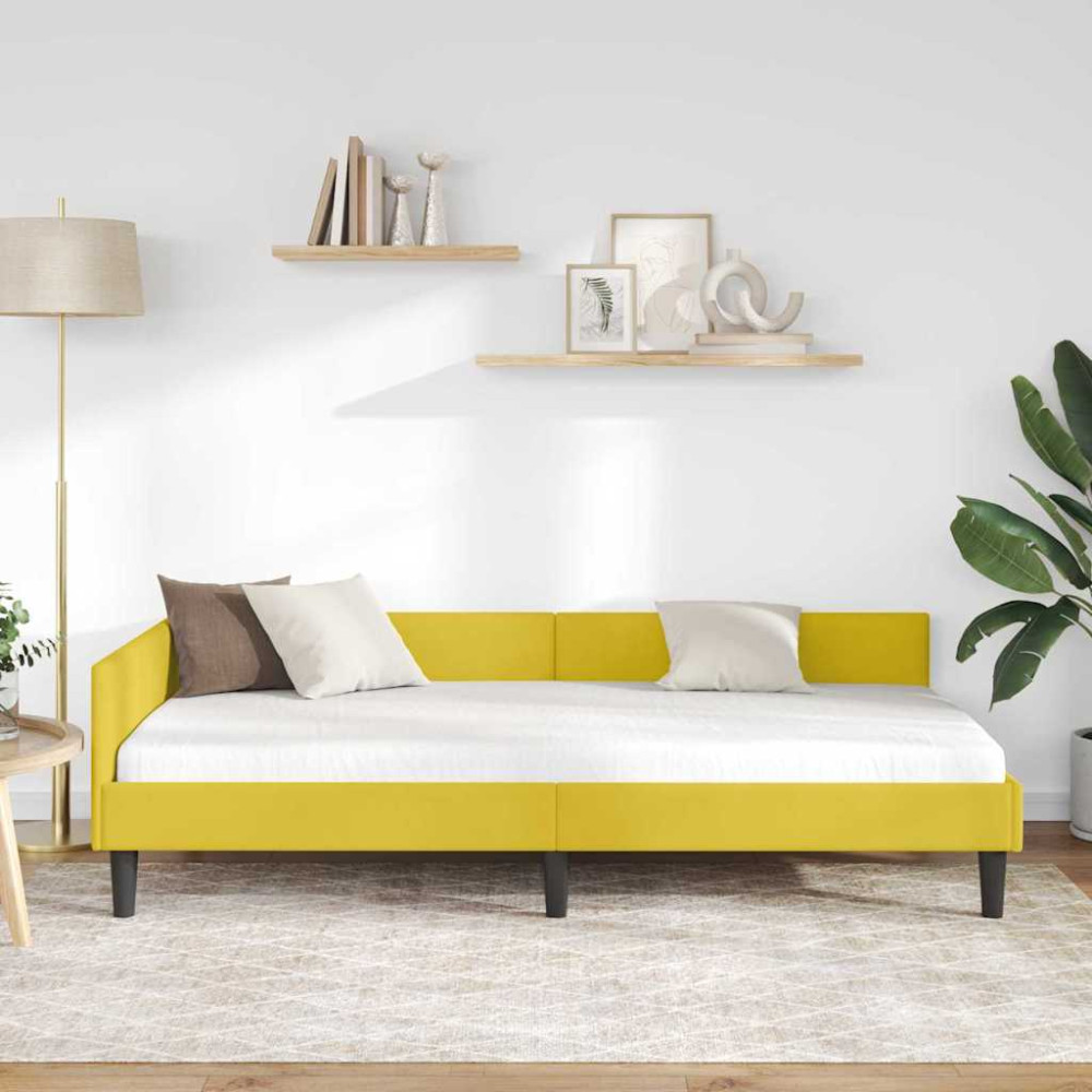 Produktbild för Hörn Sängram med huvudgavel Gul 90 cm x 200 cm Sammet