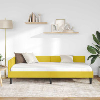 Produktbild för Hörn Sängram med huvudgavel Gul 90 cm x 200 cm Sammet