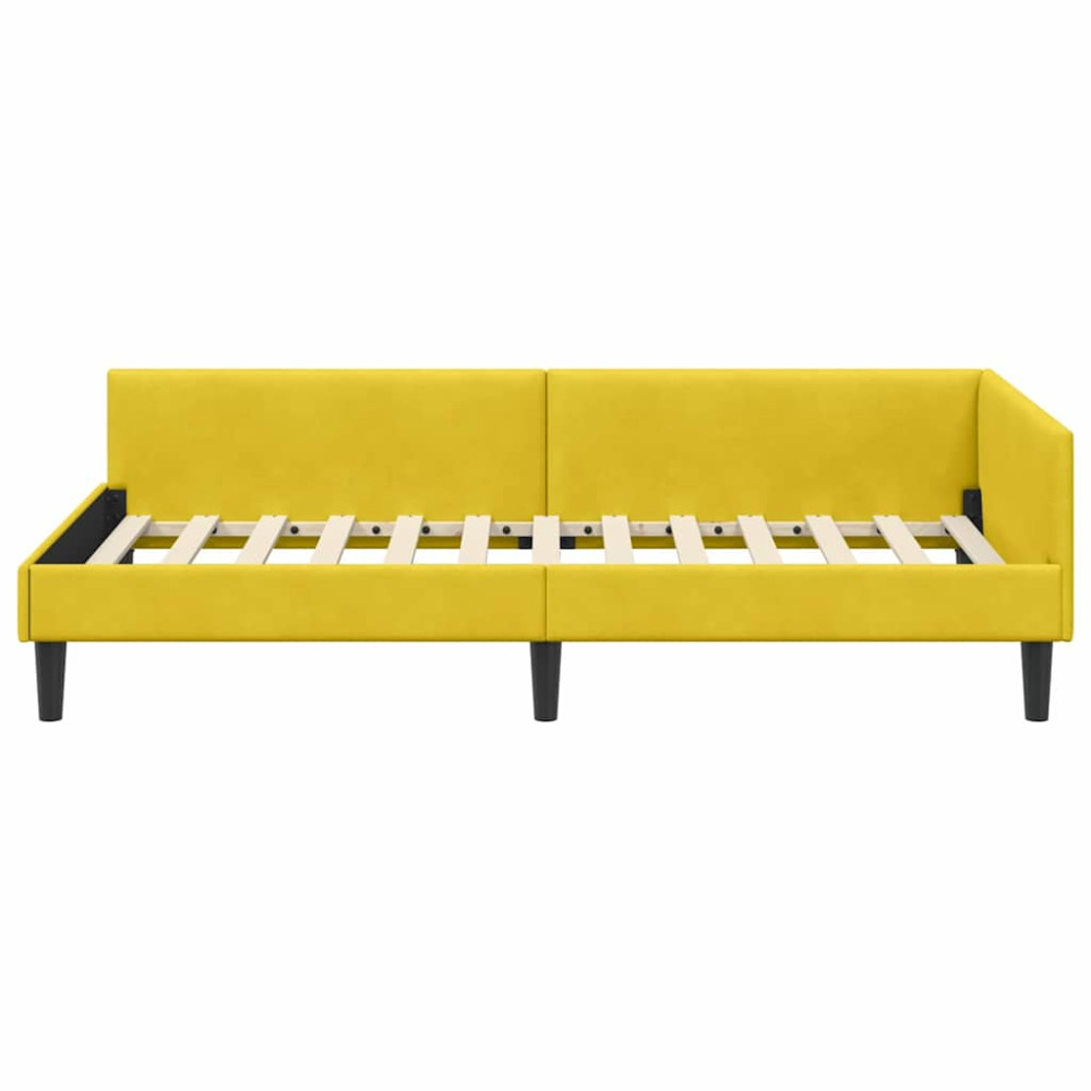 Produktbild för Hörn Sängram med huvudgavel Gul 90 cm x 200 cm Sammet
