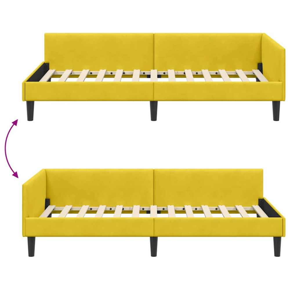 Produktbild för Hörn Sängram med huvudgavel Gul 90 cm x 200 cm Sammet