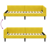 Produktbild för Hörn Sängram med huvudgavel Gul 90 cm x 200 cm Sammet