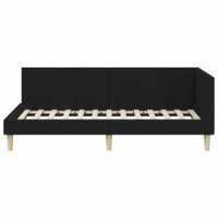 Produktbild för Hörn Sängram Svart 90 cm x 190 cm Tyg och plywood