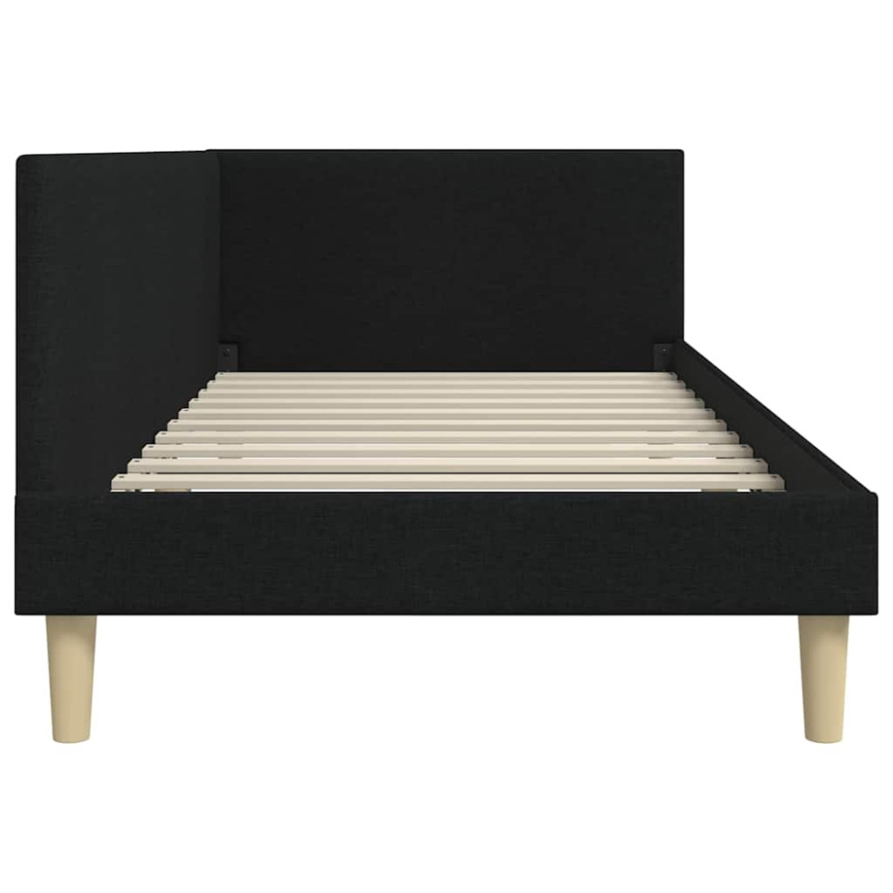 Produktbild för Hörn Sängram Svart 90 cm x 190 cm Tyg och plywood