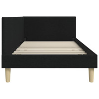 Produktbild för Hörn Sängram Svart 90 cm x 190 cm Tyg och plywood