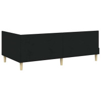 Produktbild för Hörn Sängram Svart 90 cm x 190 cm Tyg och plywood