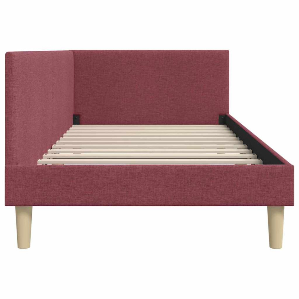 Produktbild för Hörn Sängram Vinröd 90 cm x 190 cm Tyg och plywood