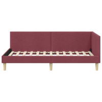 Produktbild för Hörn Sängram Vinröd 90 cm x 200 cm Tyg och plywood
