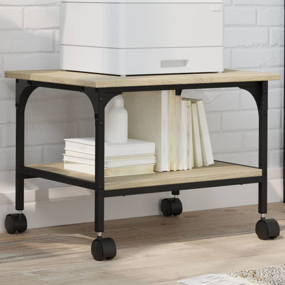 Produktbild för Skrivarställ 2 hyllor sonoma-ek 50x40x38 cm konstruerat trä
