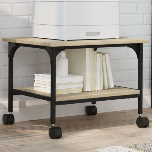 vidaXL Skrivarställ 2 hyllor sonoma-ek 50x40x38 cm konstruerat trä