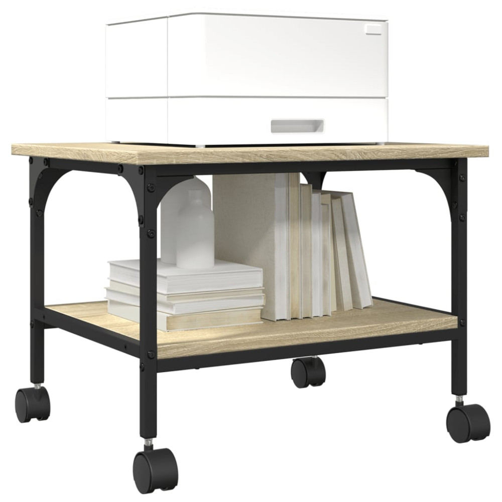 Produktbild för Skrivarställ 2 hyllor sonoma-ek 50x40x38 cm konstruerat trä
