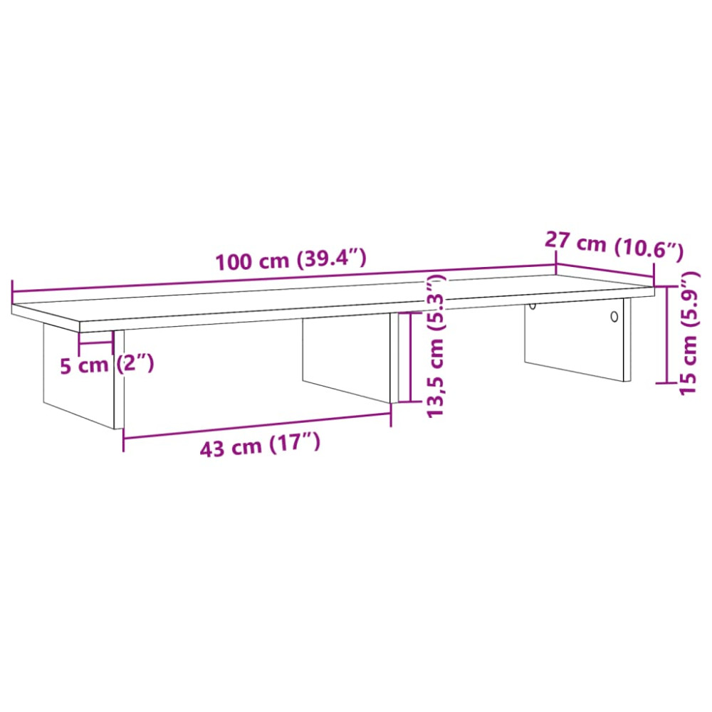 Produktbild för Skärmställ ek 100x27x15 cm konstruerat trä