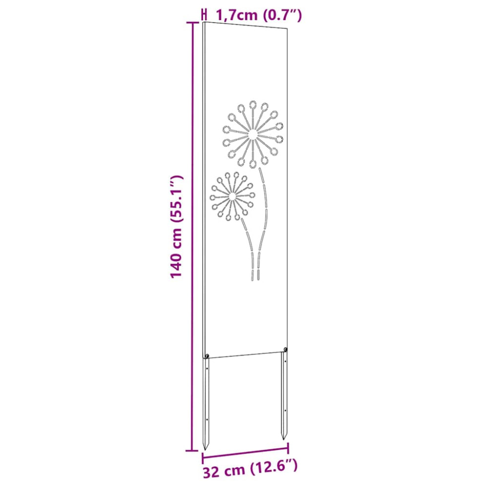 Produktbild för Trädgårds integritetsskärm Svart 32 x 140 cm Kallvalsat stål