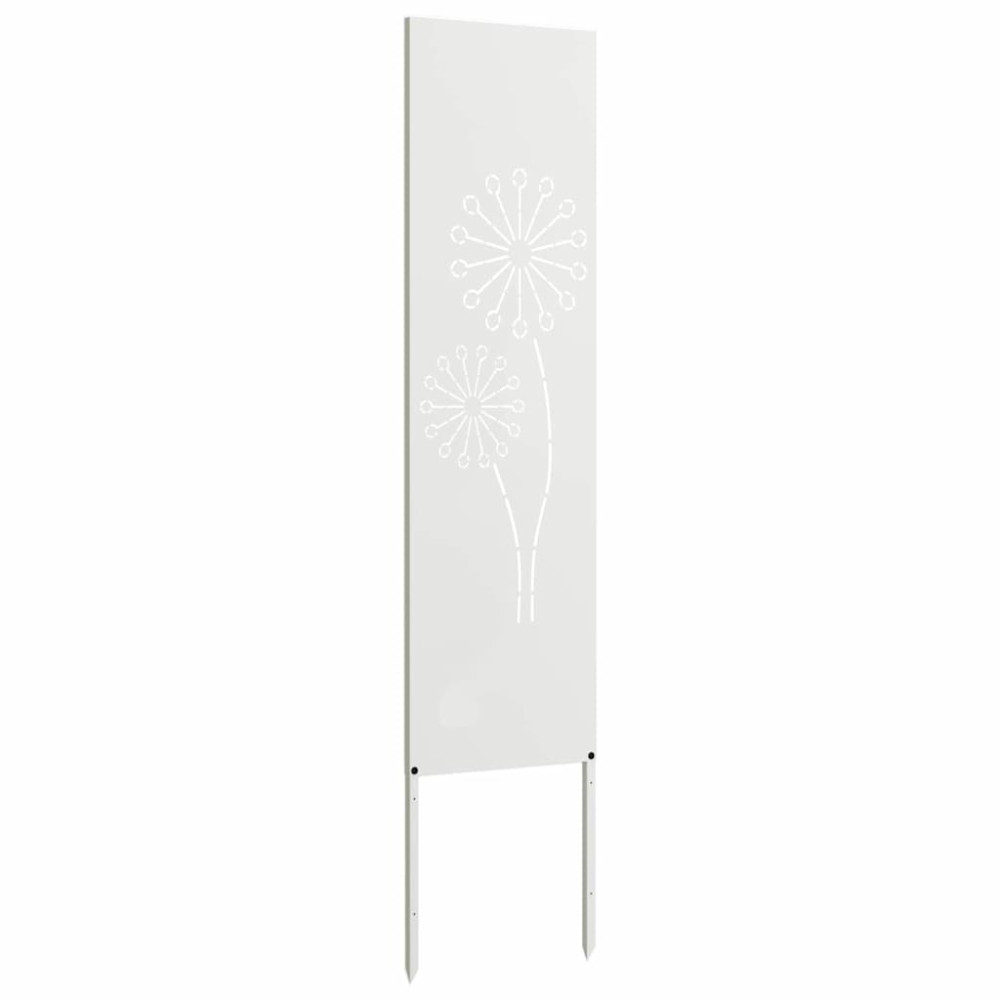 Produktbild för Trädgårds integritetsskärm Vit 32 x 140 cm Kallvalsat stål
