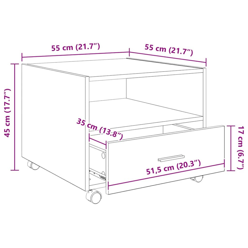 Produktbild för Kaffeebord med låda Gammalt trä 55 x 55 x 45cm Konstruerat trä