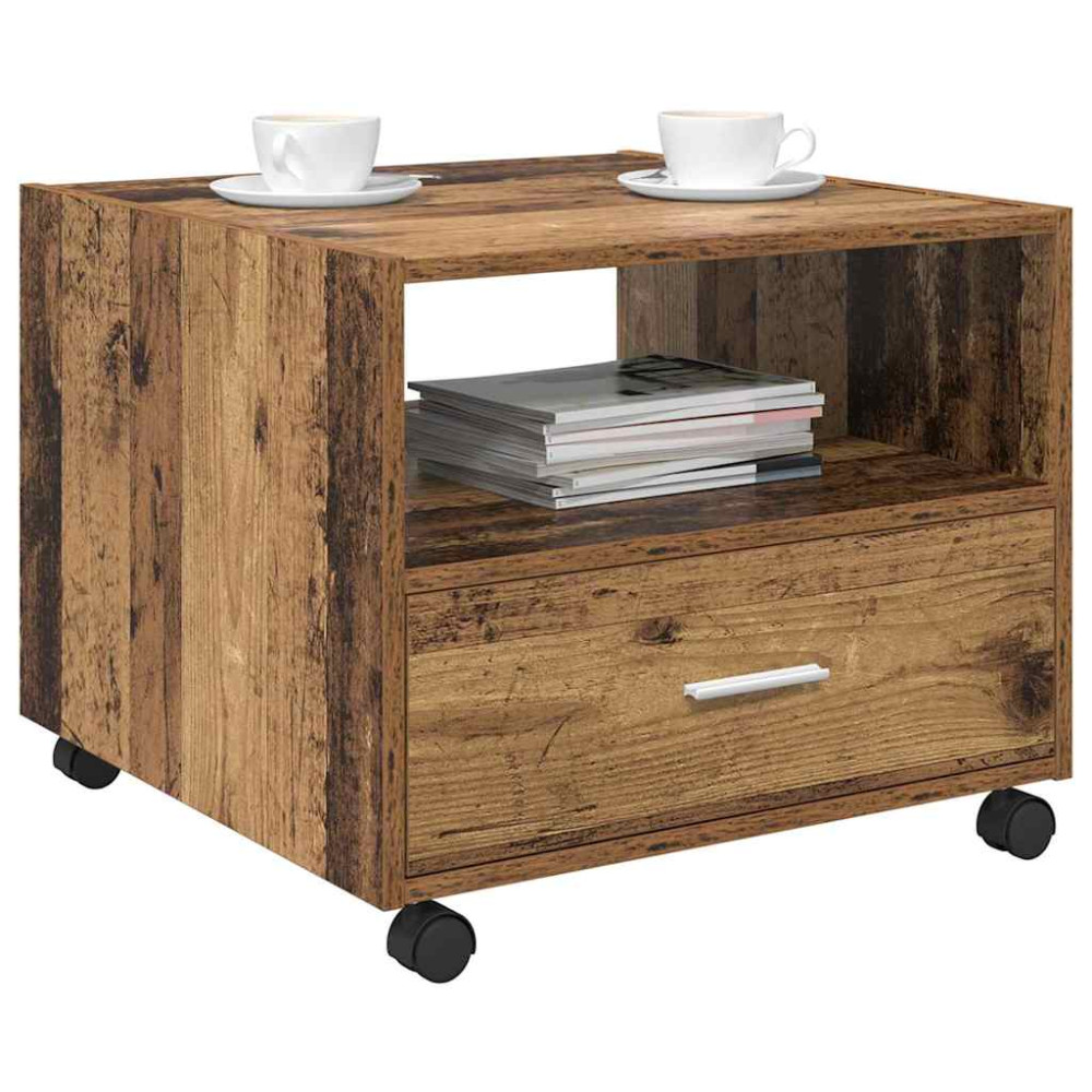 Produktbild för Kaffeebord med låda Gammalt trä 55 x 55 x 45cm Konstruerat trä