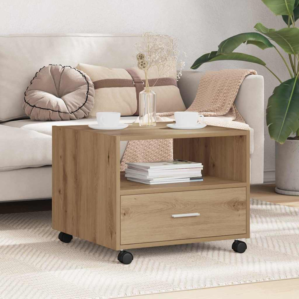 Produktbild för Kaffeebord med låda Artisan Ek 55 x 55 x 45cm Konstruerat trä