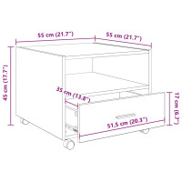 Produktbild för Kaffeebord med låda Artisan Ek 55 x 55 x 45cm Konstruerat trä