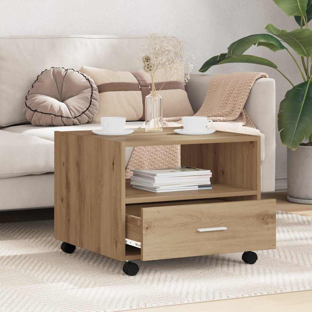 Produktbild för Kaffeebord med låda Artisan Ek 55 x 55 x 45cm Konstruerat trä
