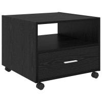 Produktbild för Kaffeebord med låda Svart Ek 55 x 55 x 45cm Konstruerat trä