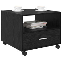 Produktbild för Kaffeebord med låda Svart Ek 55 x 55 x 45cm Konstruerat trä
