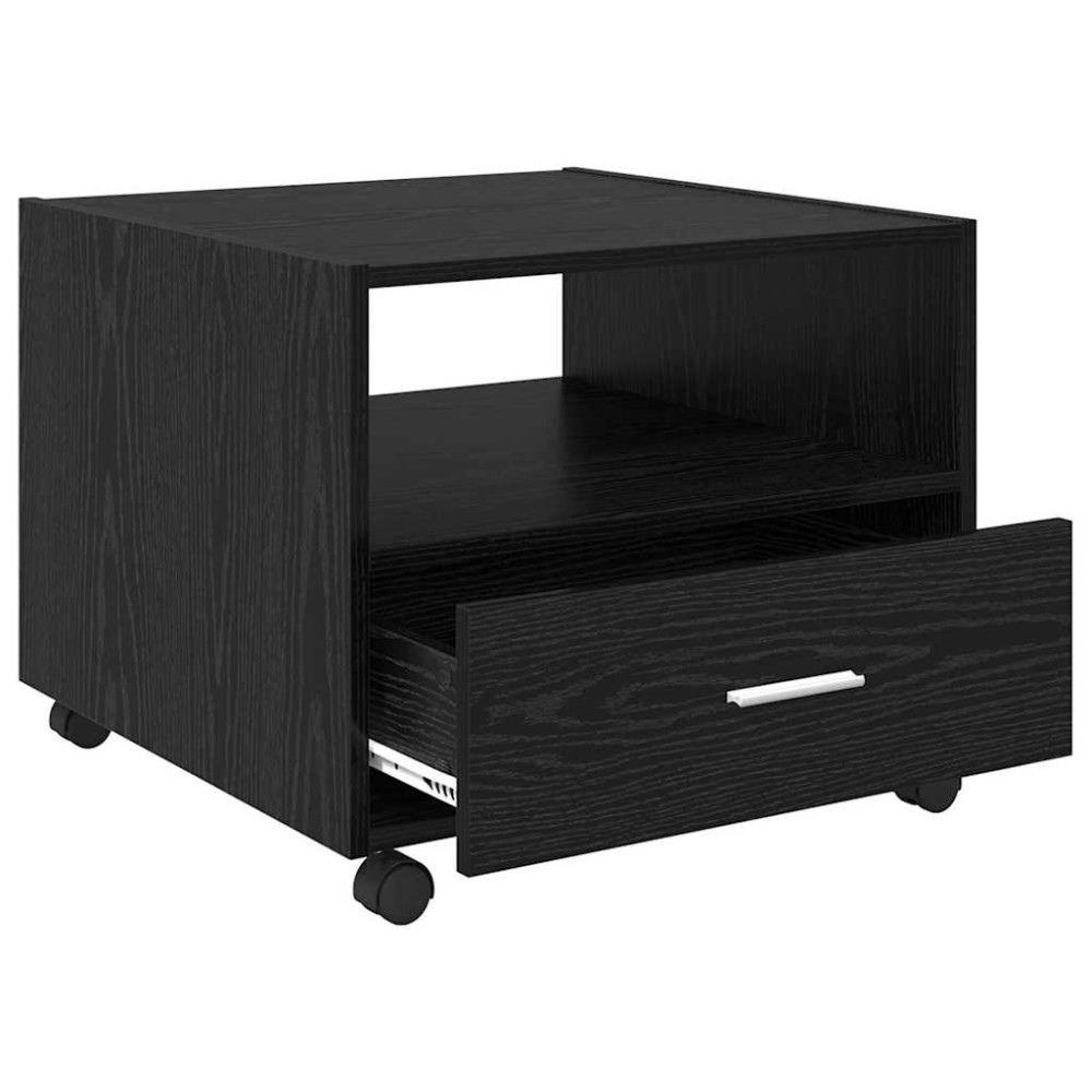 Produktbild för Kaffeebord med låda Svart Ek 55 x 55 x 45cm Konstruerat trä