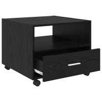 Produktbild för Kaffeebord med låda Svart Ek 55 x 55 x 45cm Konstruerat trä