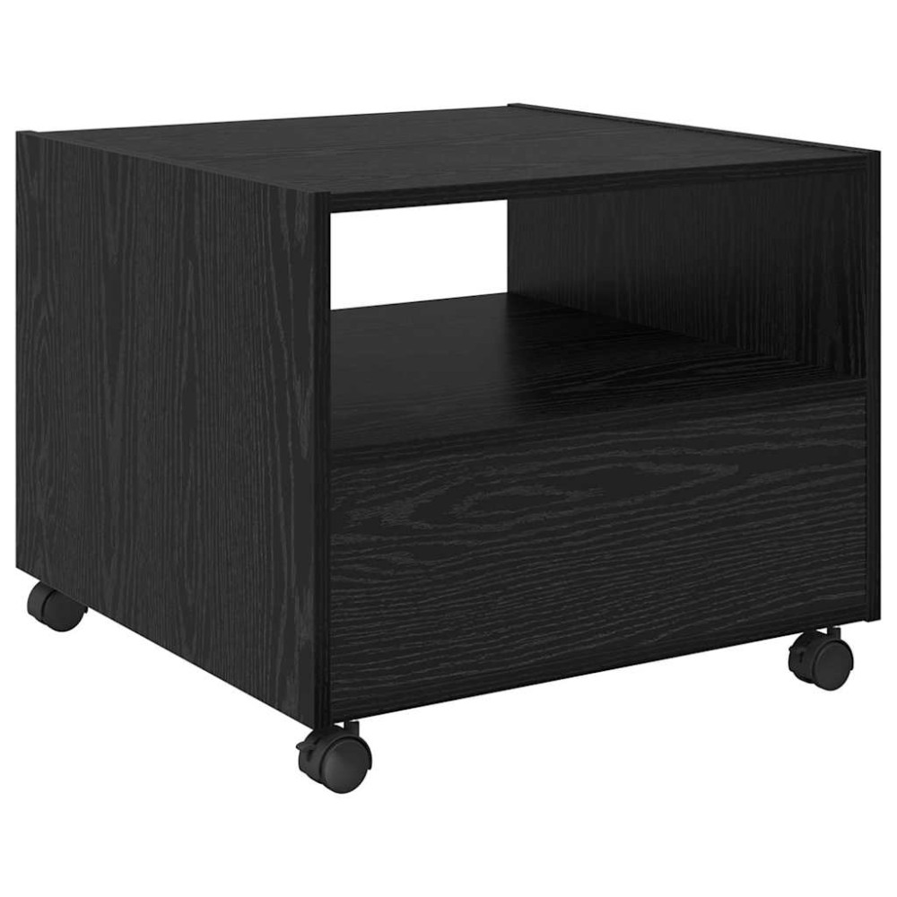 Produktbild för Kaffeebord med låda Svart Ek 55 x 55 x 45cm Konstruerat trä