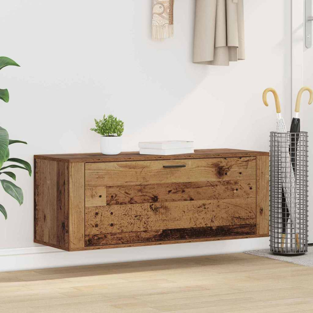 Produktbild för Skoskåp med hylla Gammalt trä 100 x 35 x 38 cm Konstruerat trä