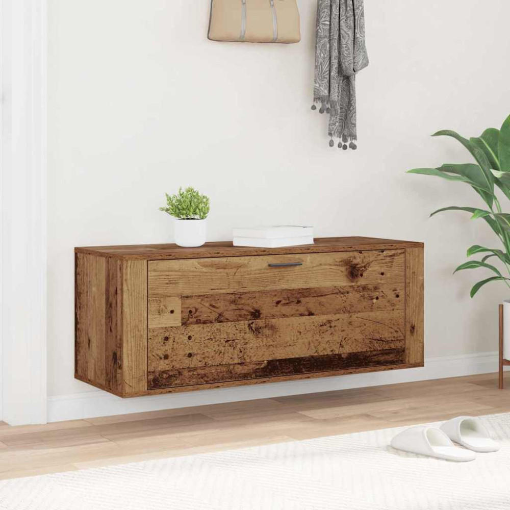 Produktbild för Skoskåp med hylla Gammalt trä 100 x 35 x 38 cm Konstruerat trä