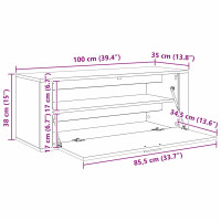 Produktbild för Skoskåp med hylla Svart ek 100 x 35 x 38 cm Konstruerat trä