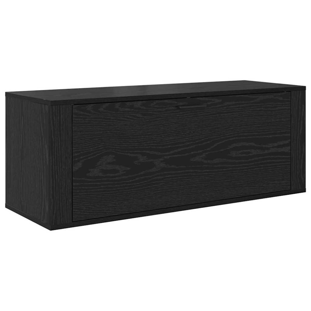 Produktbild för Skoskåp med hylla Svart ek 100 x 35 x 38 cm Konstruerat trä