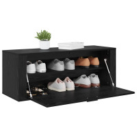 Produktbild för Skoskåp med hylla Svart ek 100 x 35 x 38 cm Konstruerat trä