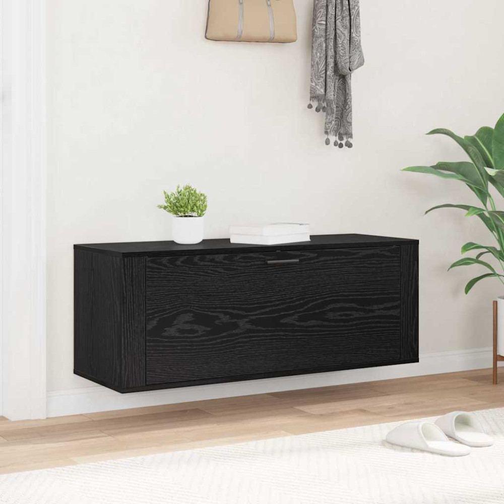 Produktbild för Skoskåp med hylla Svart ek 100 x 35 x 38 cm Konstruerat trä
