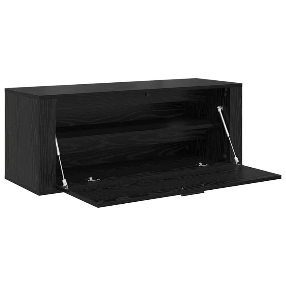 Produktbild för Skoskåp med hylla Svart ek 100 x 35 x 38 cm Konstruerat trä