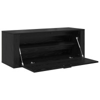 Produktbild för Skoskåp med hylla Svart ek 100 x 35 x 38 cm Konstruerat trä