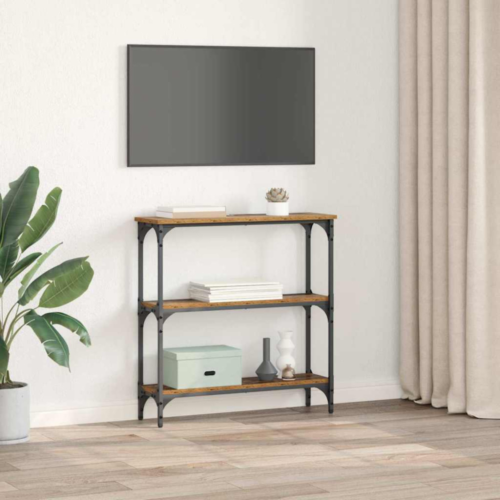Produktbild för Konsolbord Gammalt trä 75 x 22,5 x 75 cm Konstruerat trä