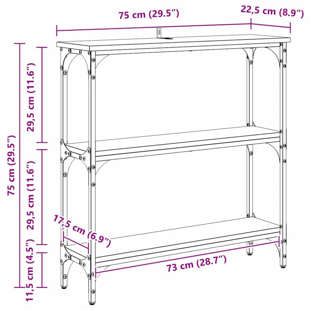 Produktbild för Konsolbord Gammalt trä 75 x 22,5 x 75 cm Konstruerat trä