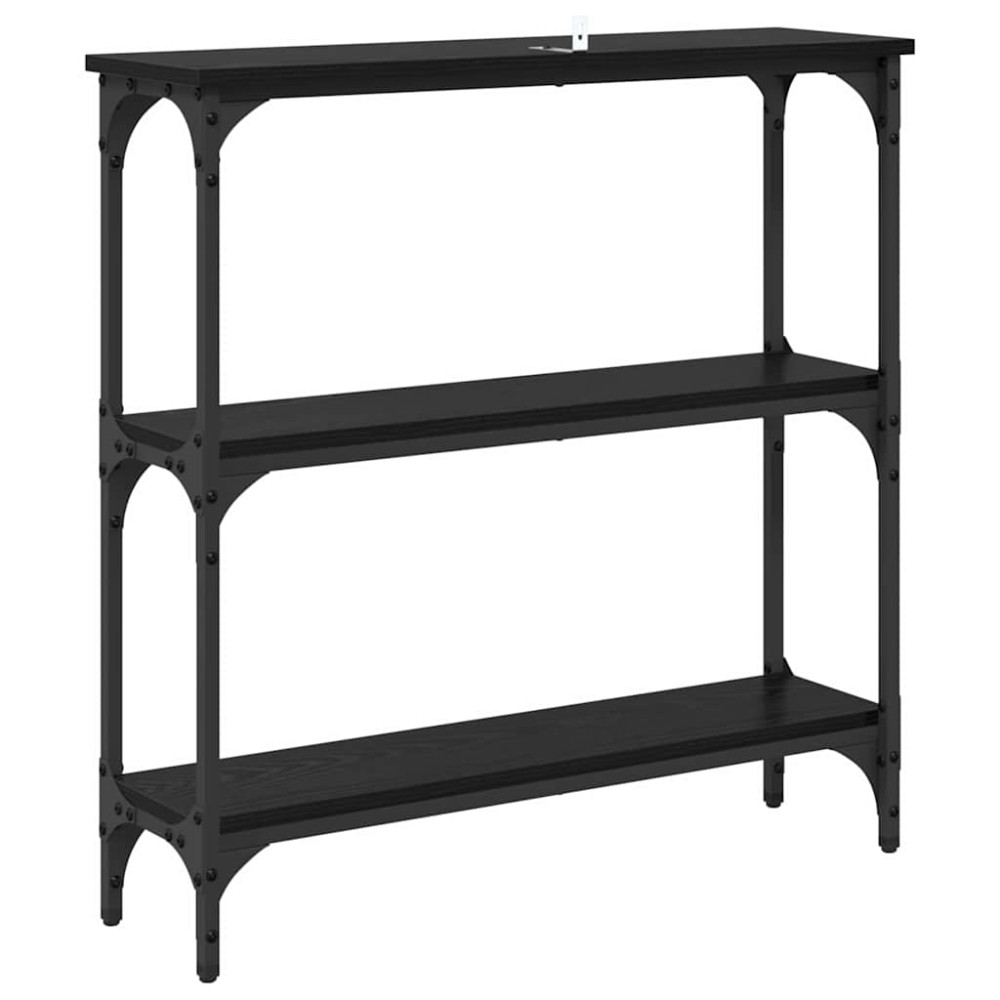 Produktbild för Konsolbord med hylla Svart Ek 75 x 22,5 x 75 cm Konstruerat trä