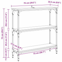Produktbild för Konsolbord med hylla Svart Ek 75 x 22,5 x 75 cm Konstruerat trä