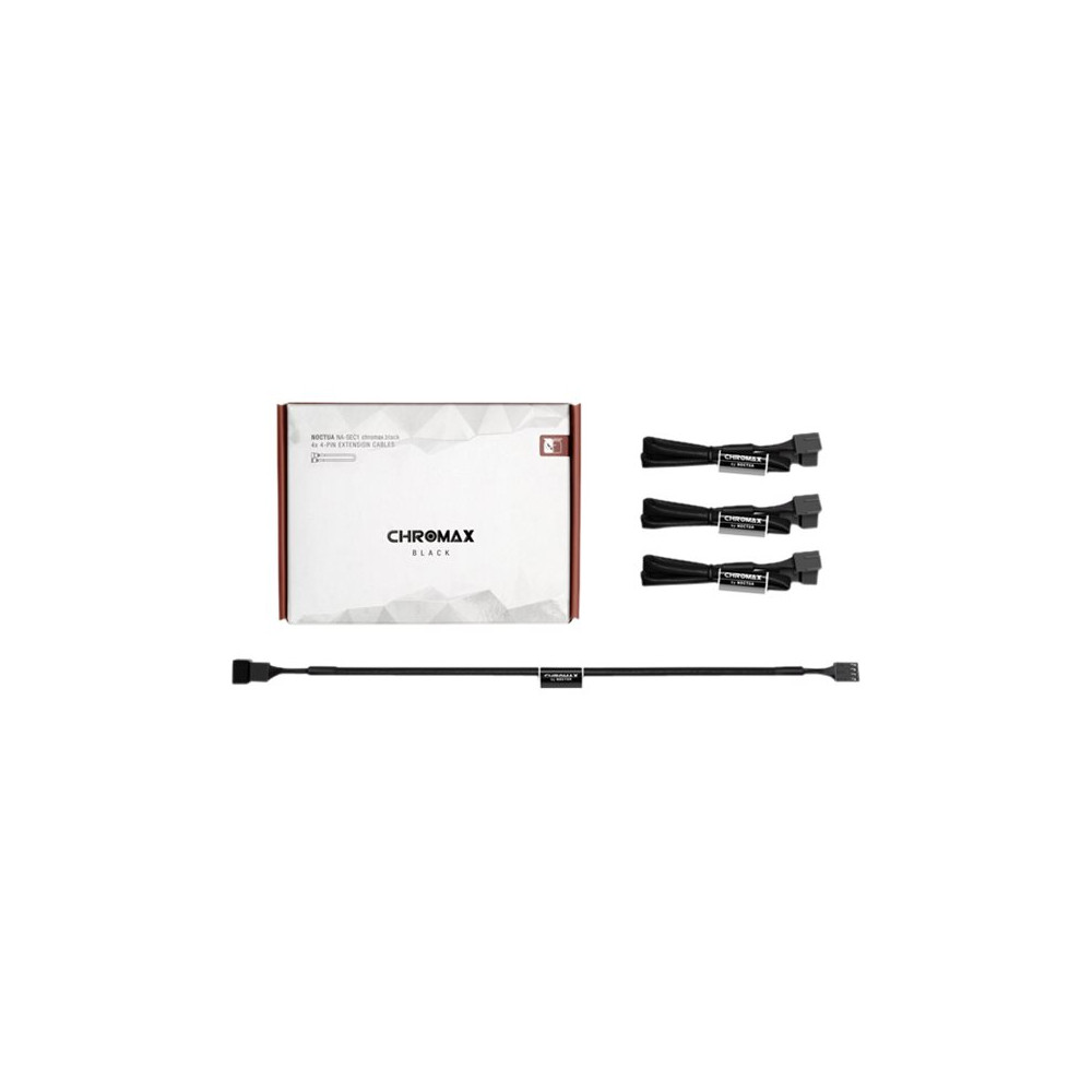 Produktbild för Noctua NA-SEC1 chromax.black - förlängningsströmkabel till fläkt - 4-stifts PWM till 4-stifts PWM - 30 cm