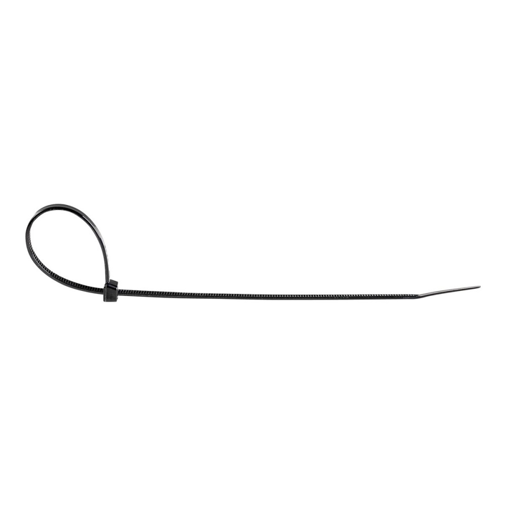 Produktbild för StarTech.com 20cm(8") Cable Ties, 4mm(1/8") wide, 55mm(2-1/8") Bundle Diameter, 22kg(50lb) Tensile Strength, Nylon Self Locking Zip Ties with Curved Tip, 94V-2/UL Listed, 100 Pack, Black - Nylon 66 Plastic - TAA (CBMZT8B) - kabelsamlare - TAA-kompatibel
