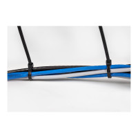 Produktbild för StarTech.com 20cm(8") Cable Ties, 4mm(1/8") wide, 55mm(2-1/8") Bundle Diameter, 22kg(50lb) Tensile Strength, Nylon Self Locking Zip Ties with Curved Tip, 94V-2/UL Listed, 100 Pack, Black - Nylon 66 Plastic - TAA (CBMZT8B) - kabelsamlare - TAA-kompatibel