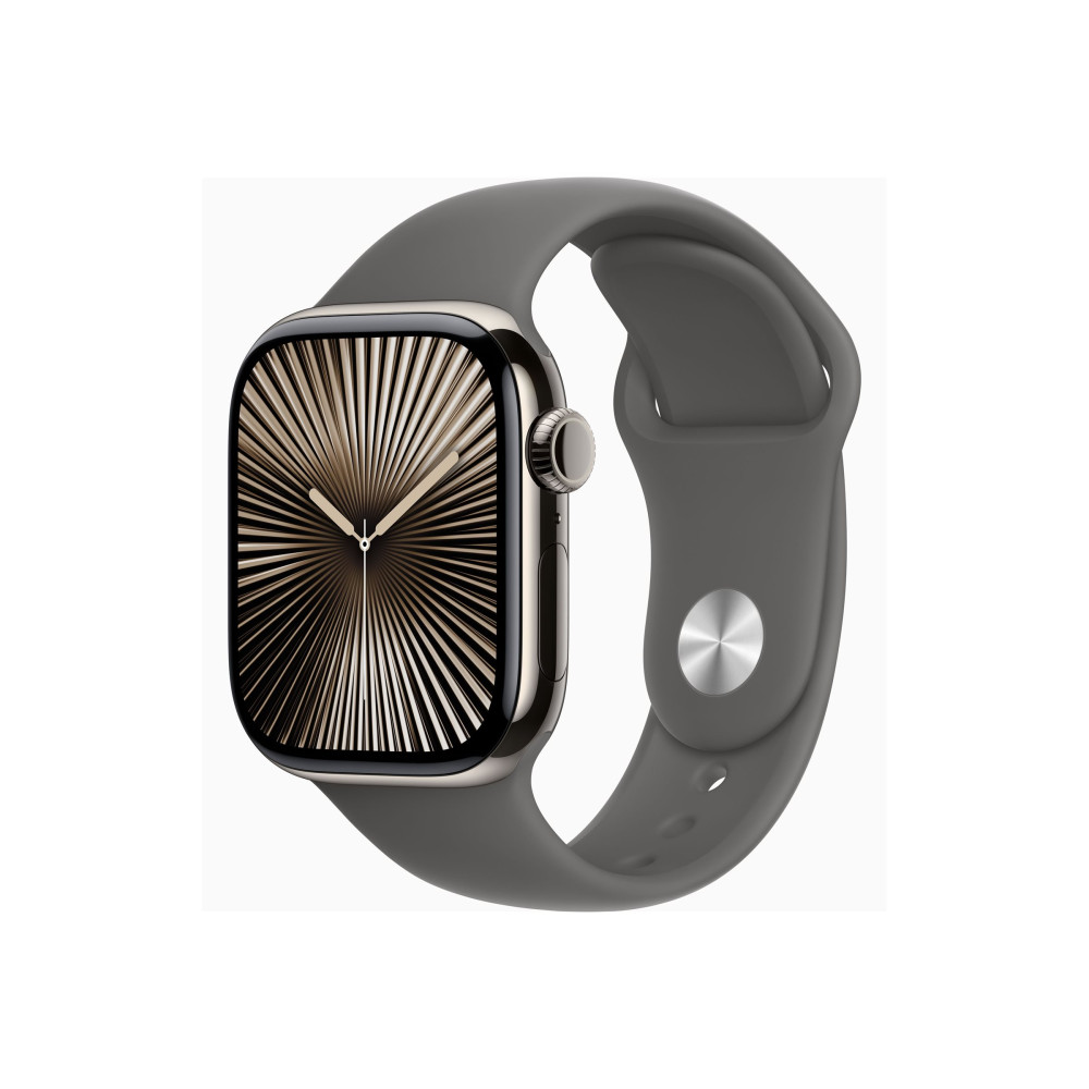 Produktbild för Apple Watch Series 10 (GPS + Cellular) - naturlig titan - smart klocka med sportband - klippgrå - 64 GB