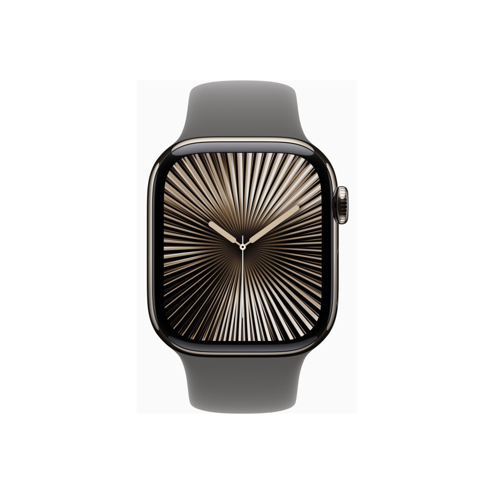 Produktbild för Apple Watch Series 10 (GPS + Cellular) - naturlig titan - smart klocka med sportband - klippgrå - 64 GB