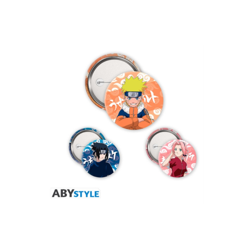 Produktbild för Naruto Sasuke & Sakura 3 Badge Pack