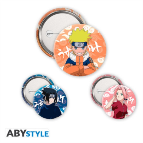 GB Posters & Merch Naruto Sasuke & Sakura 3 Badge Pack
