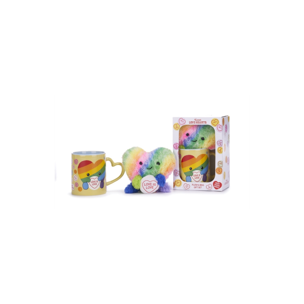 Produktbild för Love Hearts Rainbow Heart Mug And Plush Set