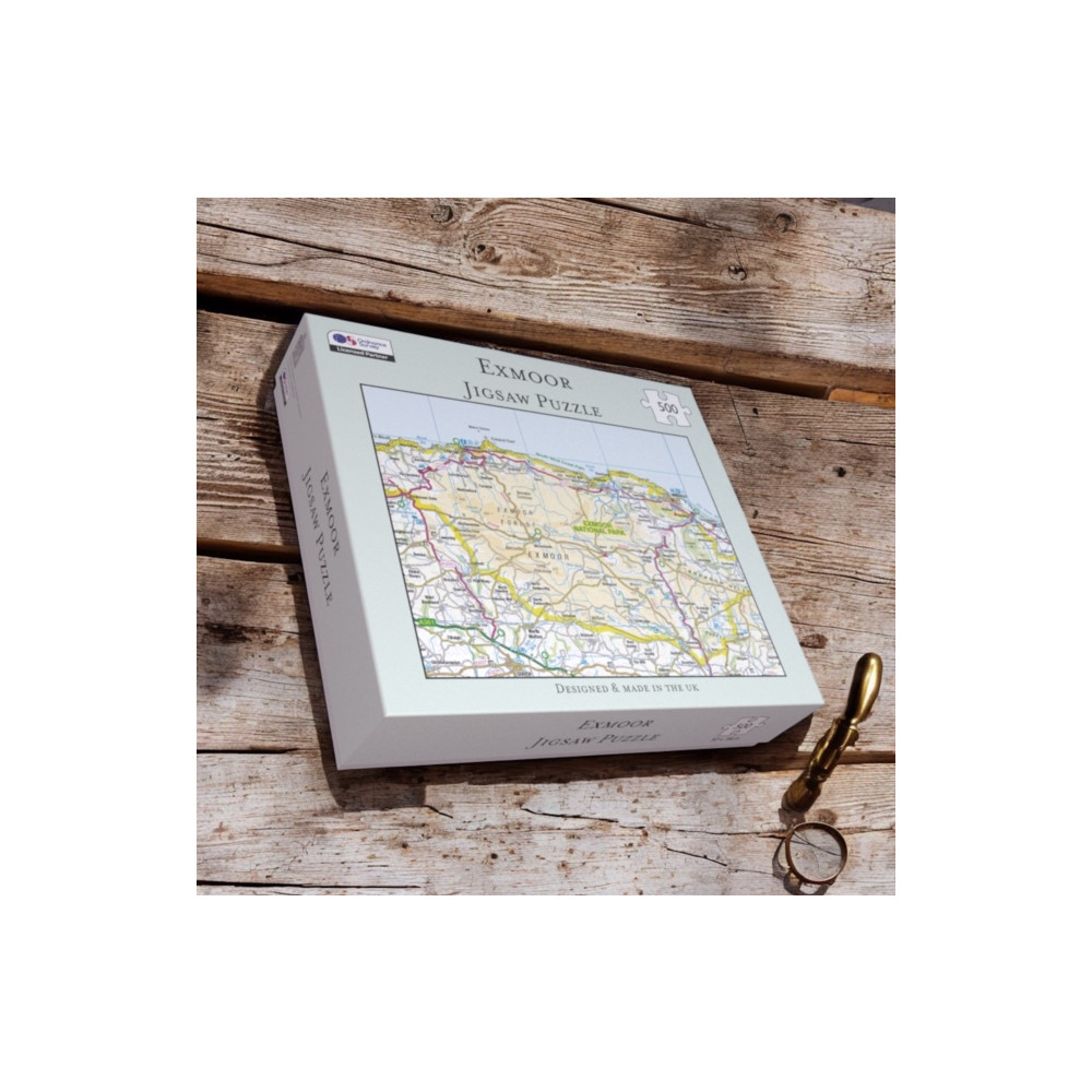 Produktbild för OS Map 500 Piece Premium Jigsaw Puzzle - Exmoor National Park